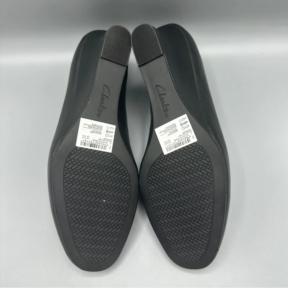 Clarks Leather Comfort Slip On Wedge Pump Shoes Women’s Size 10M Black